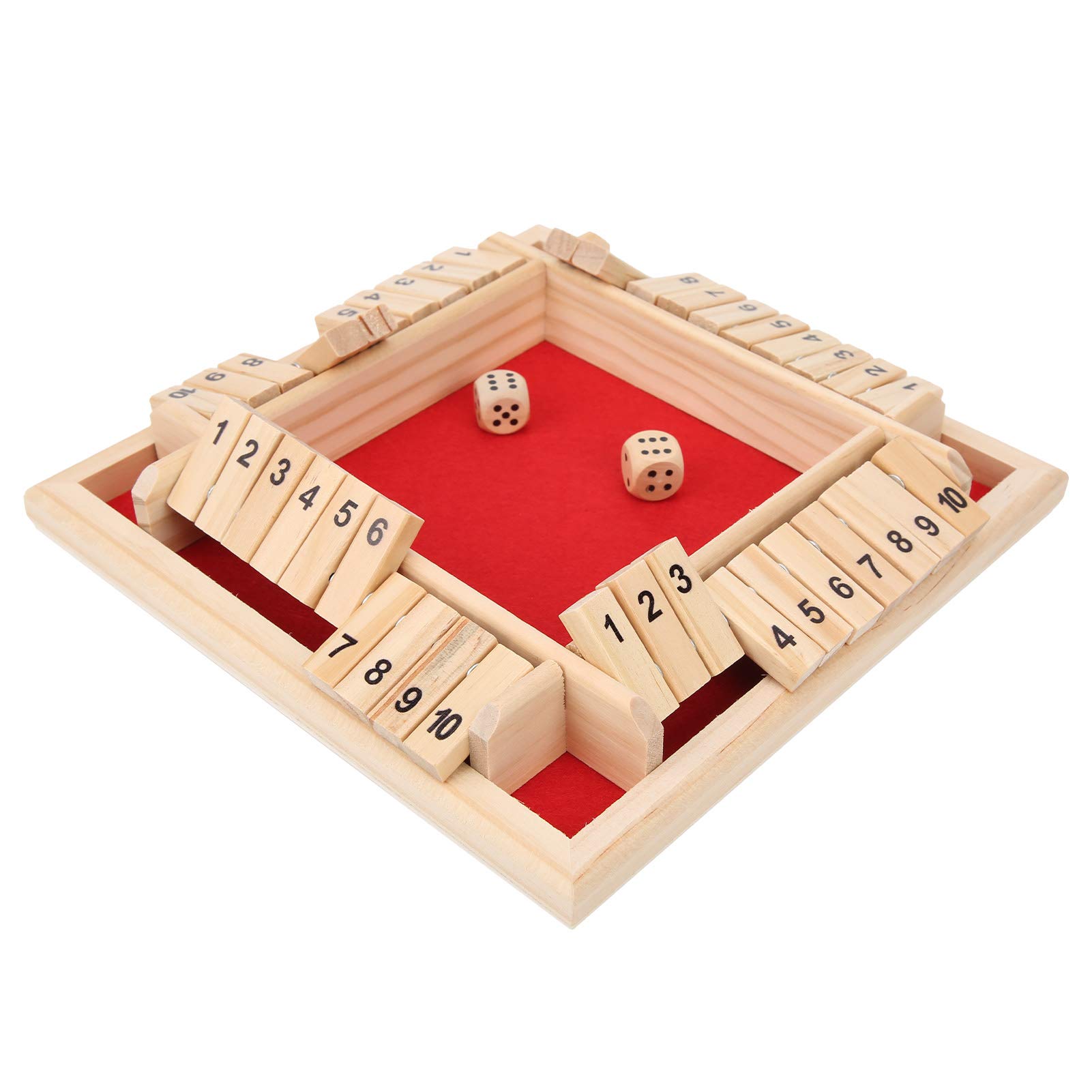 BTER Shut the Box Dice Game, Fun To Play Beautiful Practice Simple Math Wooden Board Game, Wooden Board Dice Toy, for Bar KTV