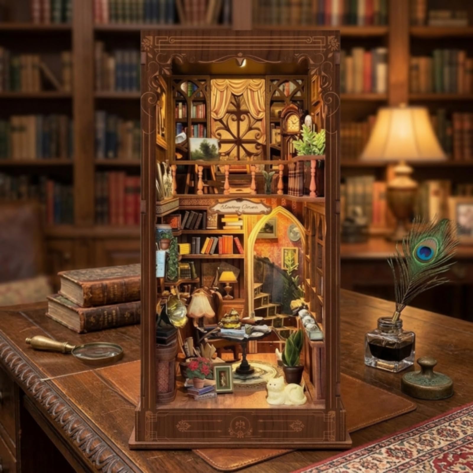 Beleuchtet 3D Puzzle mit Beleuchtung | Buchstütze mit LED-Licht, selbstaufbaubar, Bücherregaleinsatz, für Bücherregal, Schreibtisch, Bücherliebhaber, Erwachsene