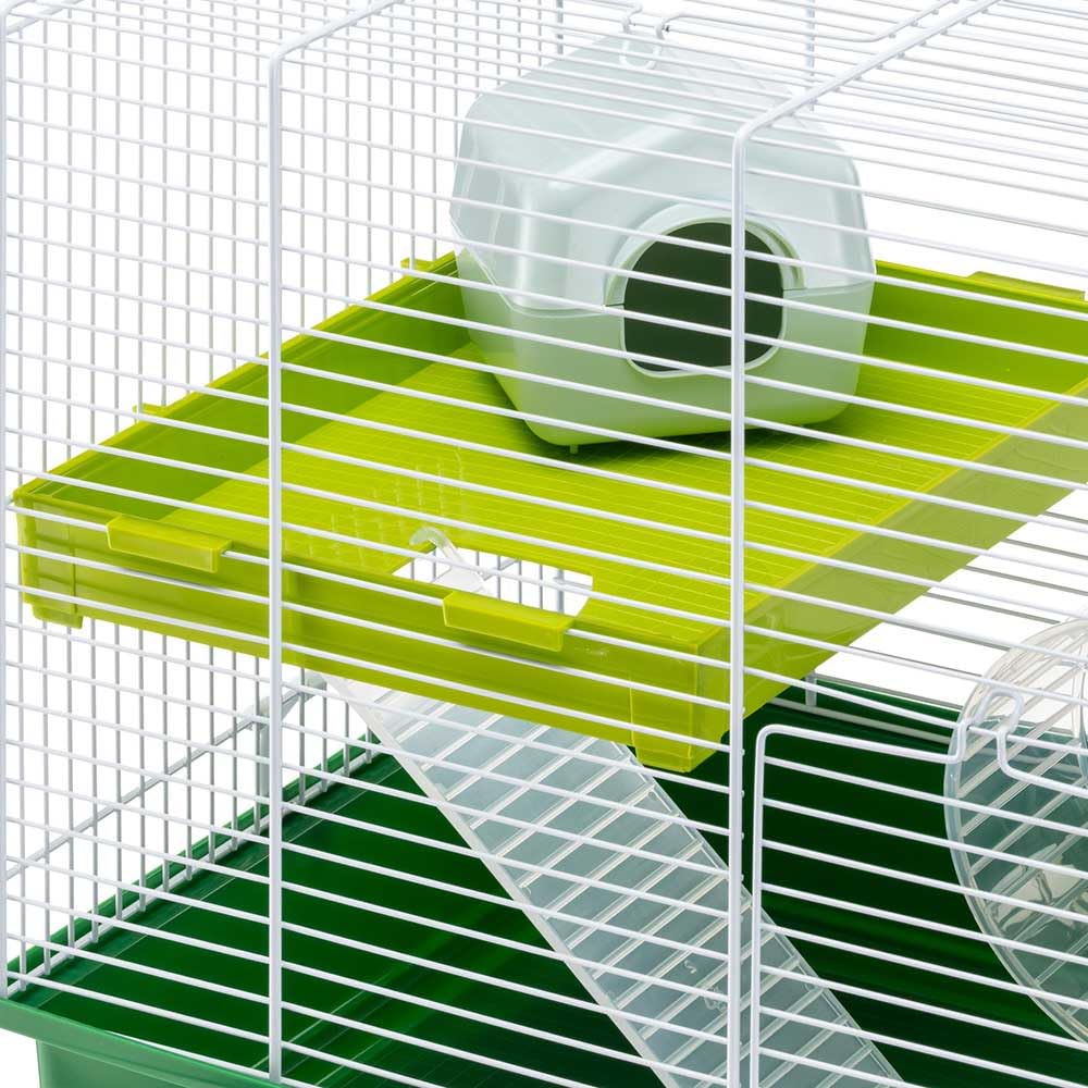 Ferplast Hamsterkäfig, Nagerkäfig Hamster Duo, Kleintierkäfig, 2 Etagen mit Rampen Hamsterzubehör inklusive, 46 x 29 x h 37,5 cm.