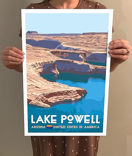 Miniatura 4 de GO SEE DESIGN Lake Powell Vintage-Style Travel Poster - 8x10-12x18-18x24-24x36  4x6 Postcard WPA Style Art Print Retro Wall Art Arizona (12x18 Inch