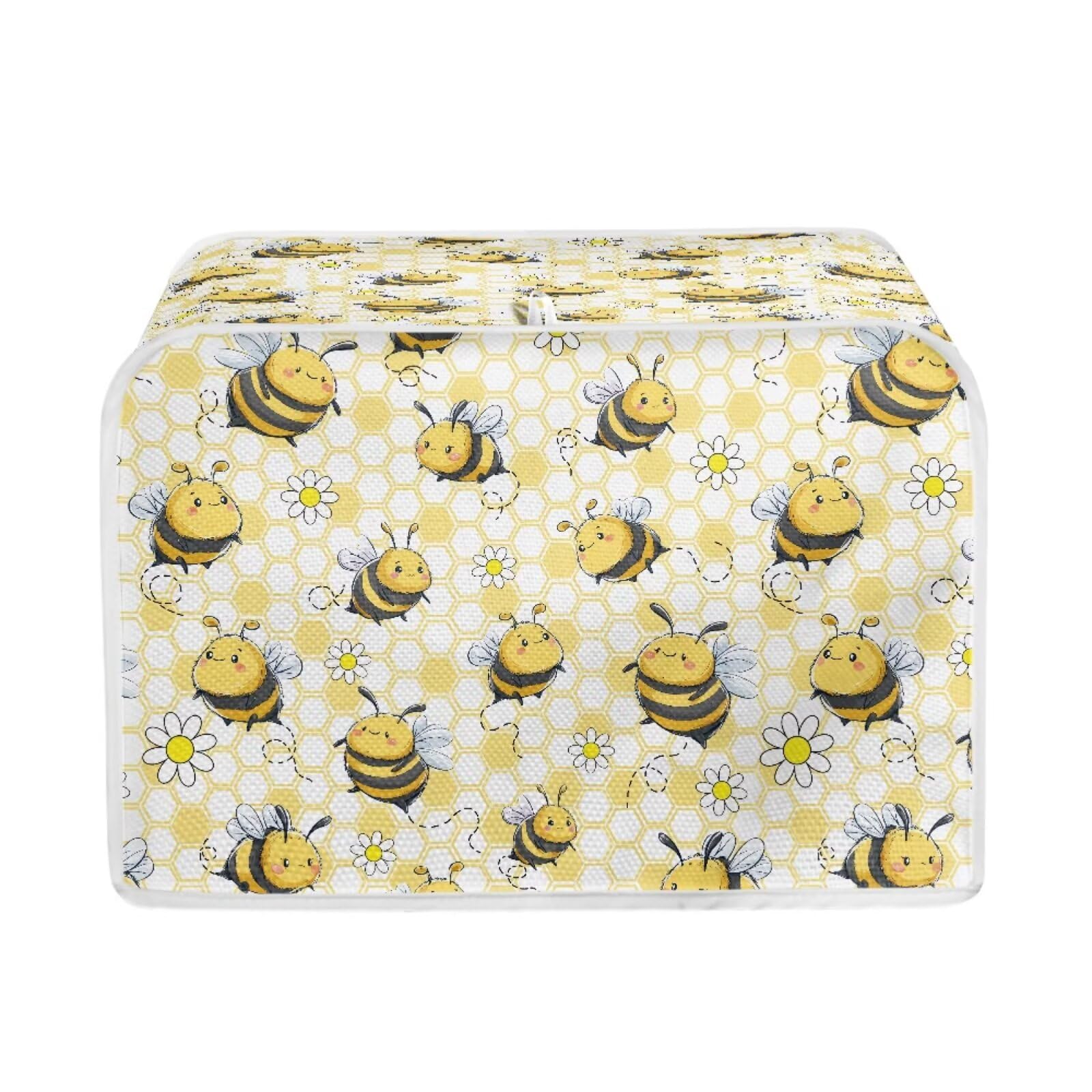 Xoenoiee Bee Honeycomb Pattern Toasters Cover Bread Maker Covers Kitchen Small Appliance Dust-Cover Kitchen Accessories for Toaster Oven for 2 Slice