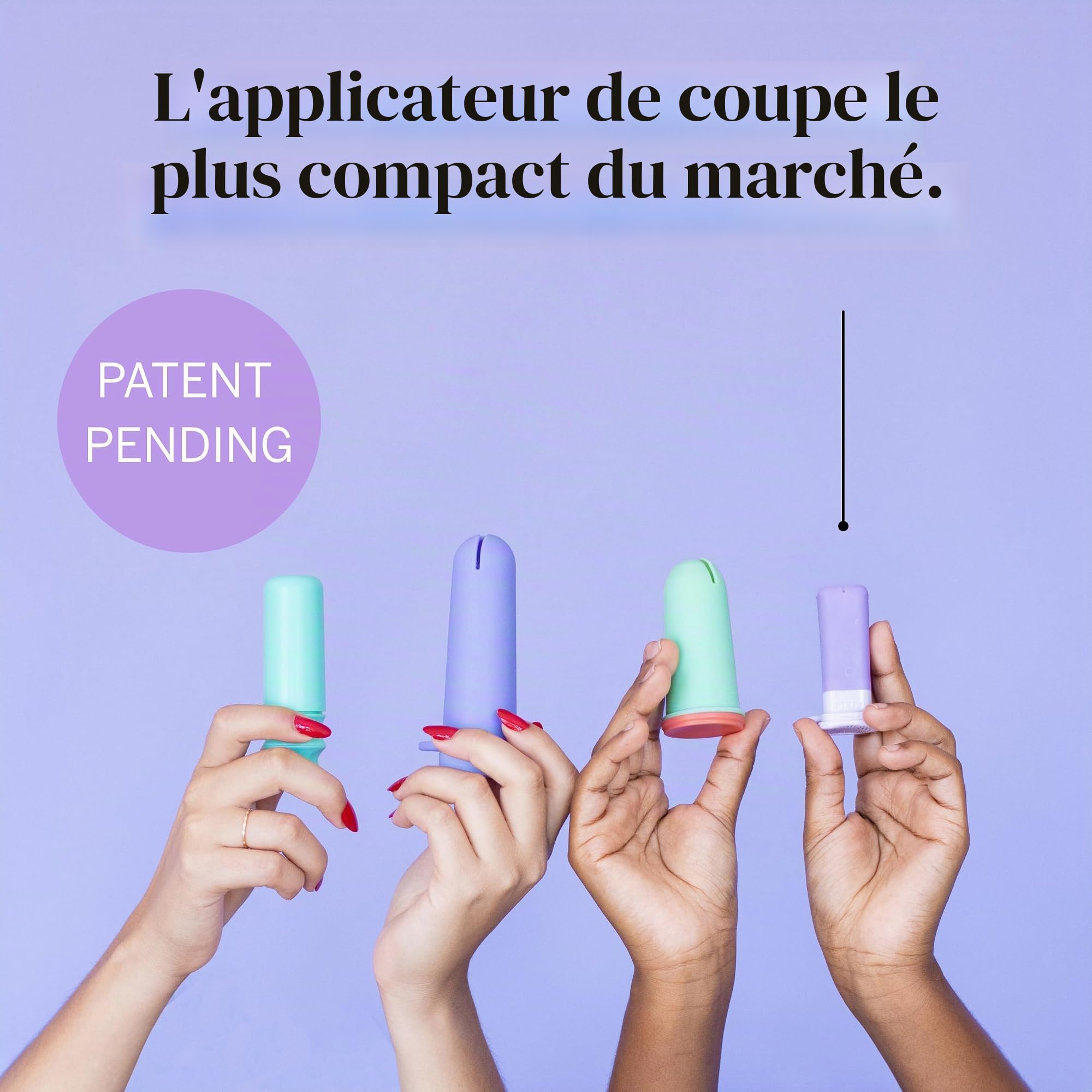 Lot de 2 coupes menstruelles et applicateur – Sans métaux ni toxines – 100% silicone de qualité médicale – Coupe menstruelle la plus douce et réutilisable – Inserts comme un tampon – Capacité de 4 et