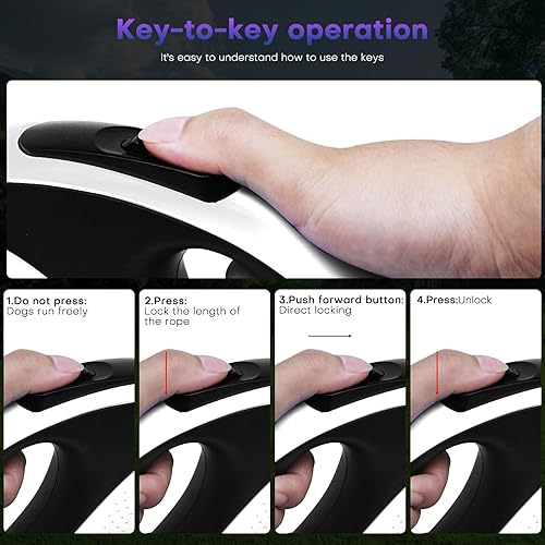 Miniatura 4 de Correa retráctil para perro con cable a prueba de mordidas, correa resistente de 26 pies para perros medianos y grandes de hasta 110 libras, correa