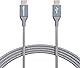 Amazonベーシック USB Type C to USB Type C 2.0 高速充電ケーブル ナイロン編みコード 速度480Mbps USB-IF認証取得 Apple iPhone 15/iPad/Samsung Galaxy/タブレット/ノートパソコン用 3.0 m ダークグレー