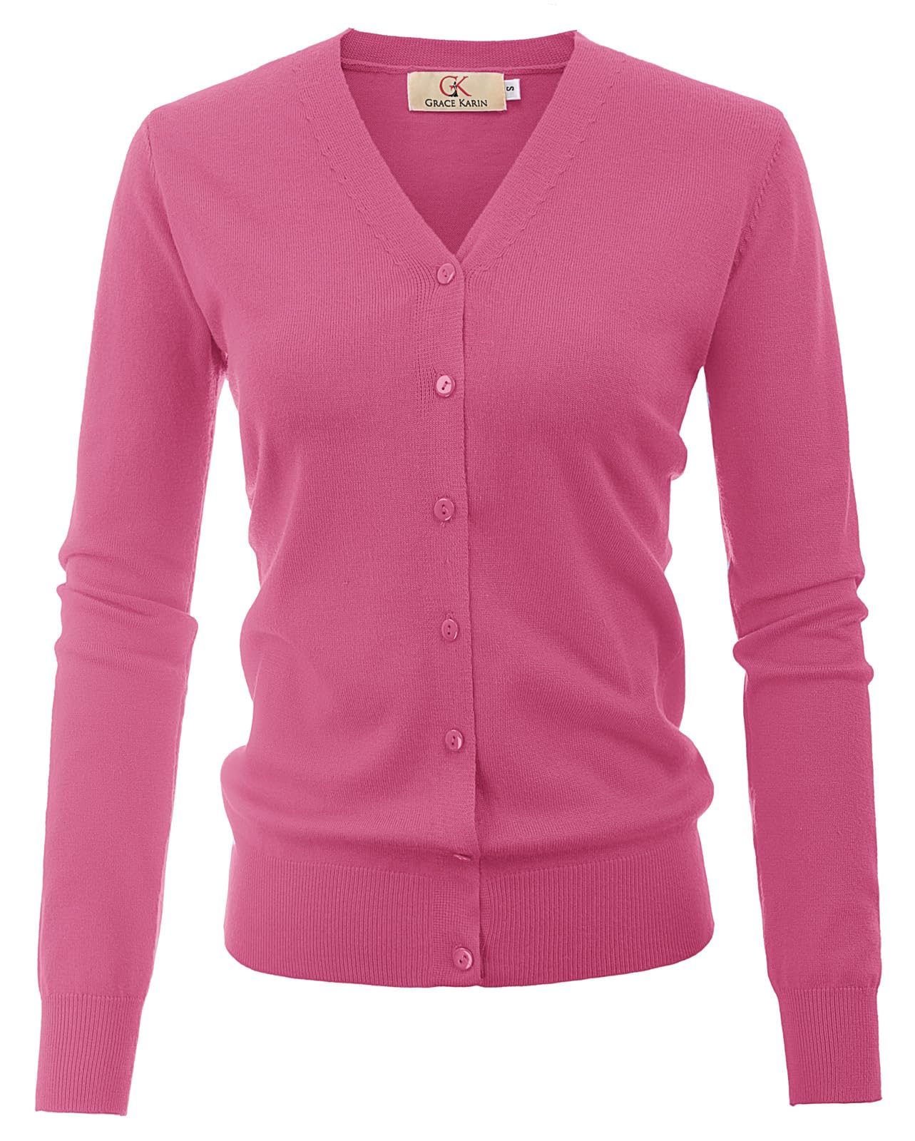Women's Long Sleeve Button Down Crew Neck Classic Sweater Knit Cardigan-image-12