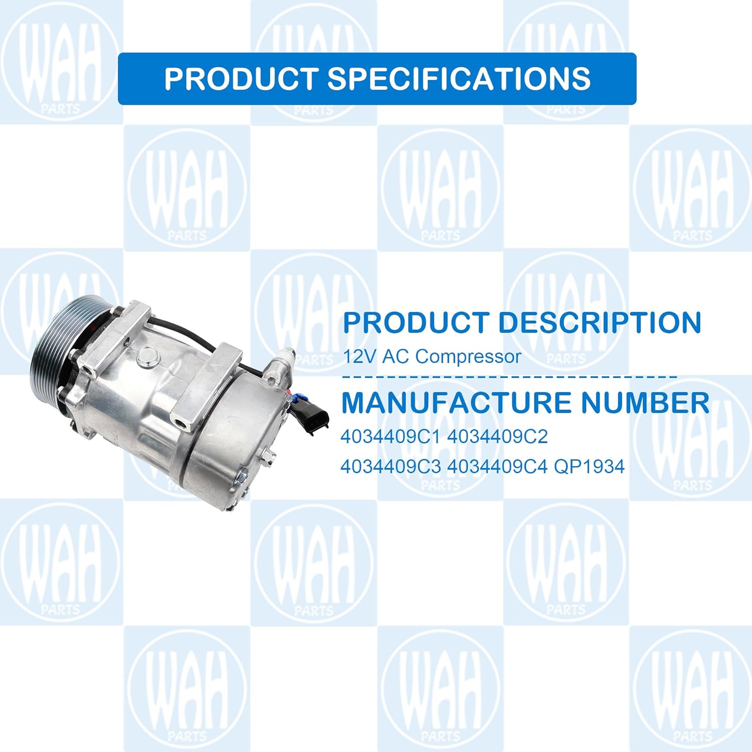 4034409C4 AC Compressor Compatible With 2014-2020 International Durastar 4300 4300LP 4400 MV607 Air Conditioning Compressor 4034409C1 4034409C2 4034409C3