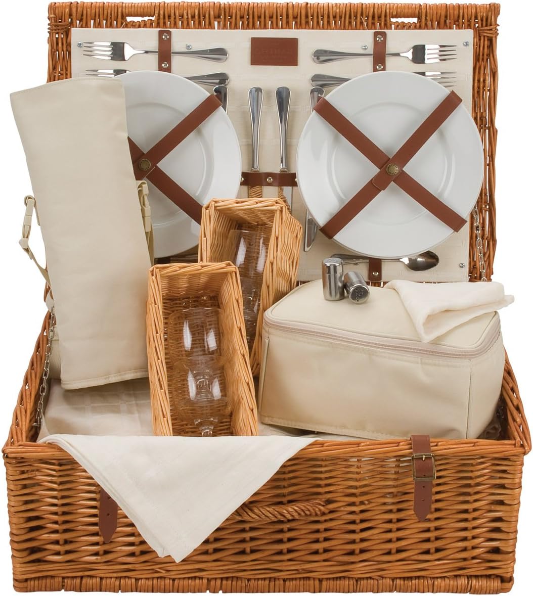 Optima Picnic Basket, 4 Person, Natural Design Amazon.co.uk Garden