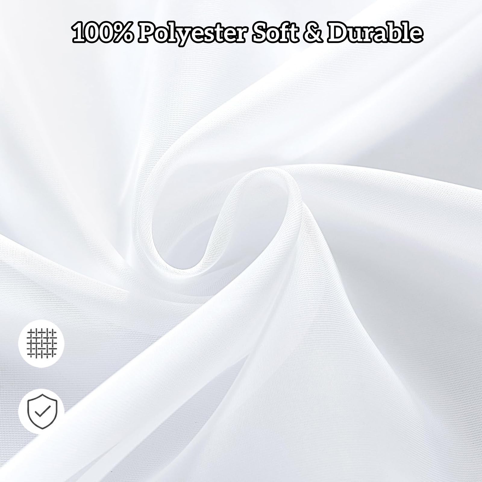 Voile Vorhänge 195 x 250 cm Leinenoptik Halbtransparent Lichtdurchlässig Transparente Polyester mit Kräuselband für Wohnzimmer Schlafzimmer Kinderzimmer, Weiß
