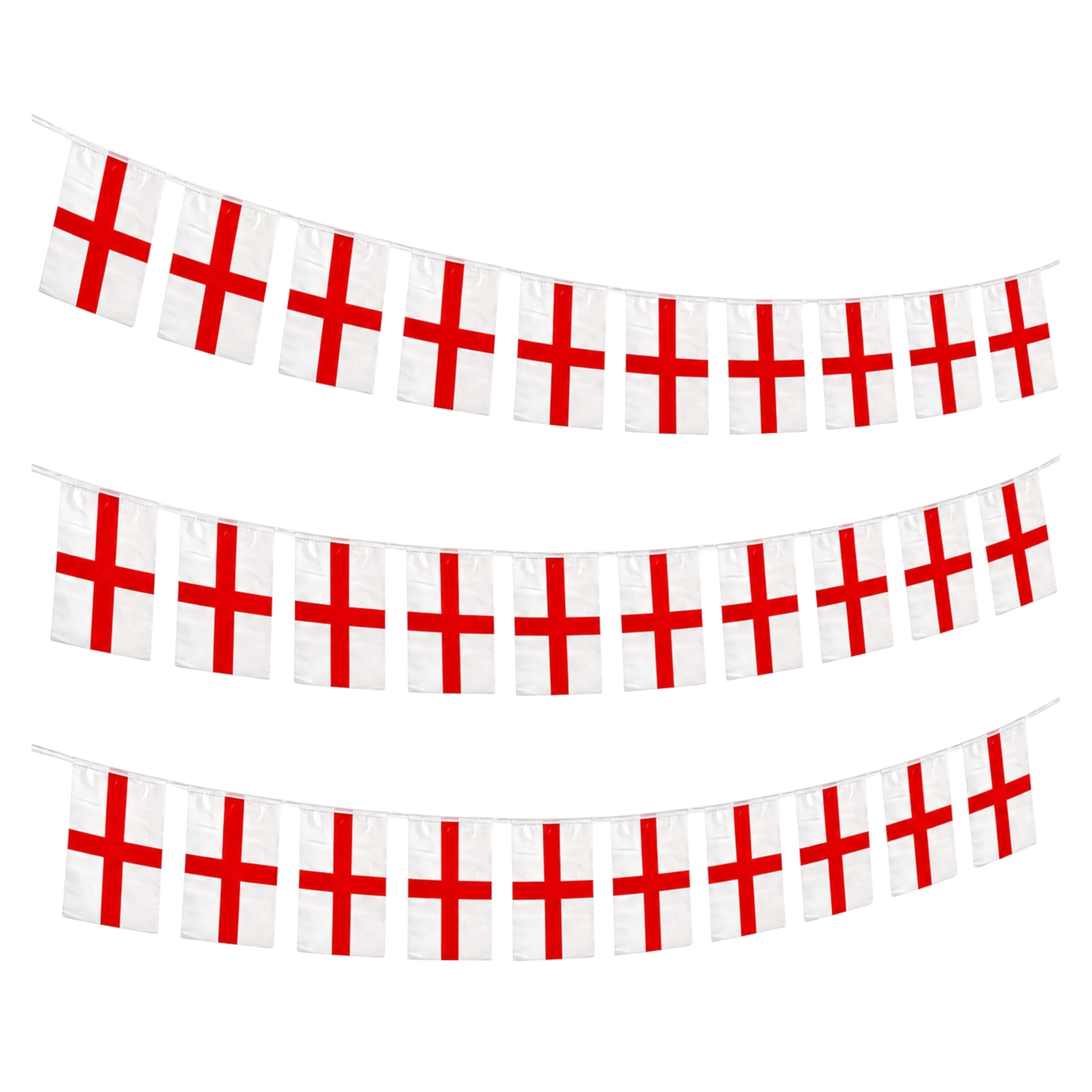 20m/66ft England St George Flag Bunting for FIFA 2026 World Cup – 50 St George Cross PVC Flags 20 x 30cm Double Sided Football Party Decorations for Pub and Street Celebrations — image 1