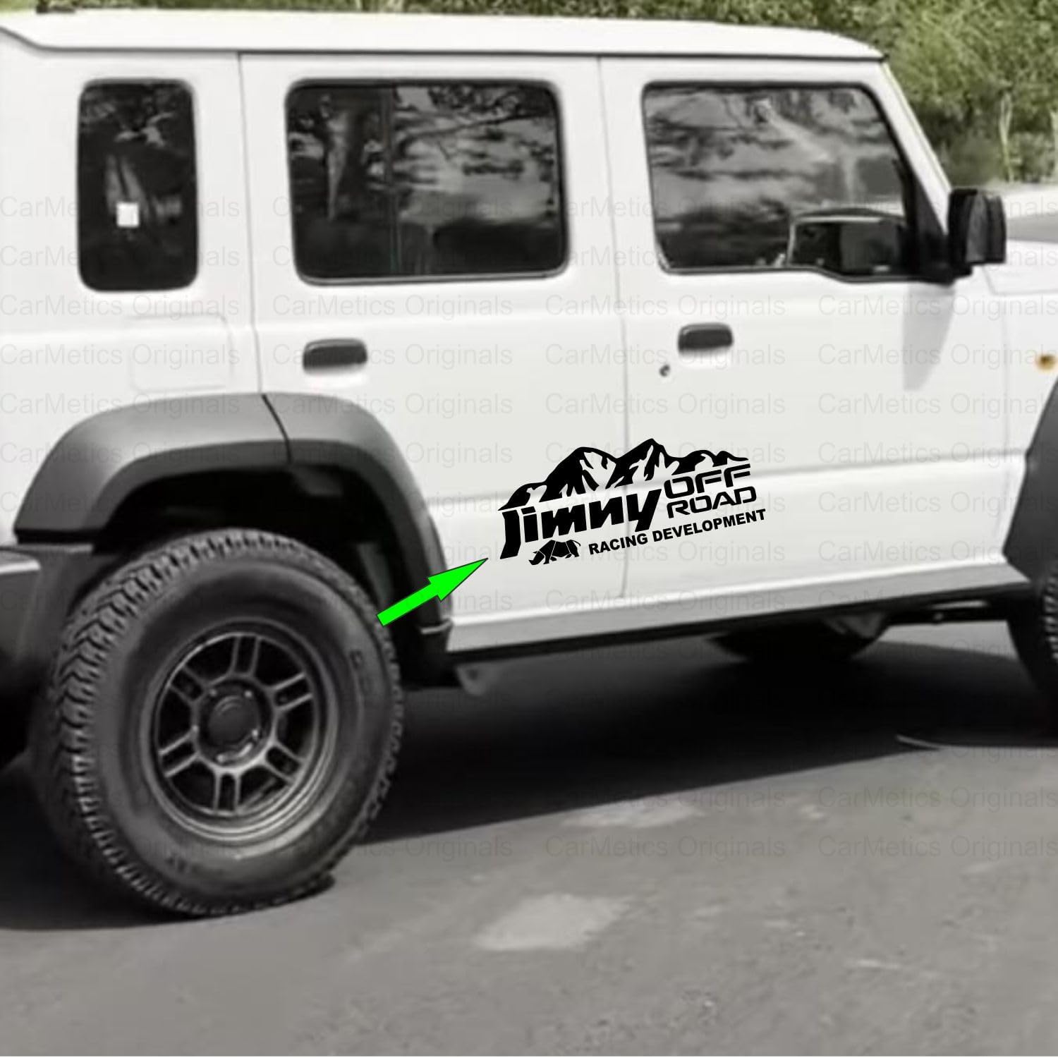 CarMetics Jimny Offroad Racing Development Reflective Vinyl Sticker for Jimny Car Applicable on Door, Bonnet or on Tail gate โ Black Color car Stickers Set of 2 Pieces