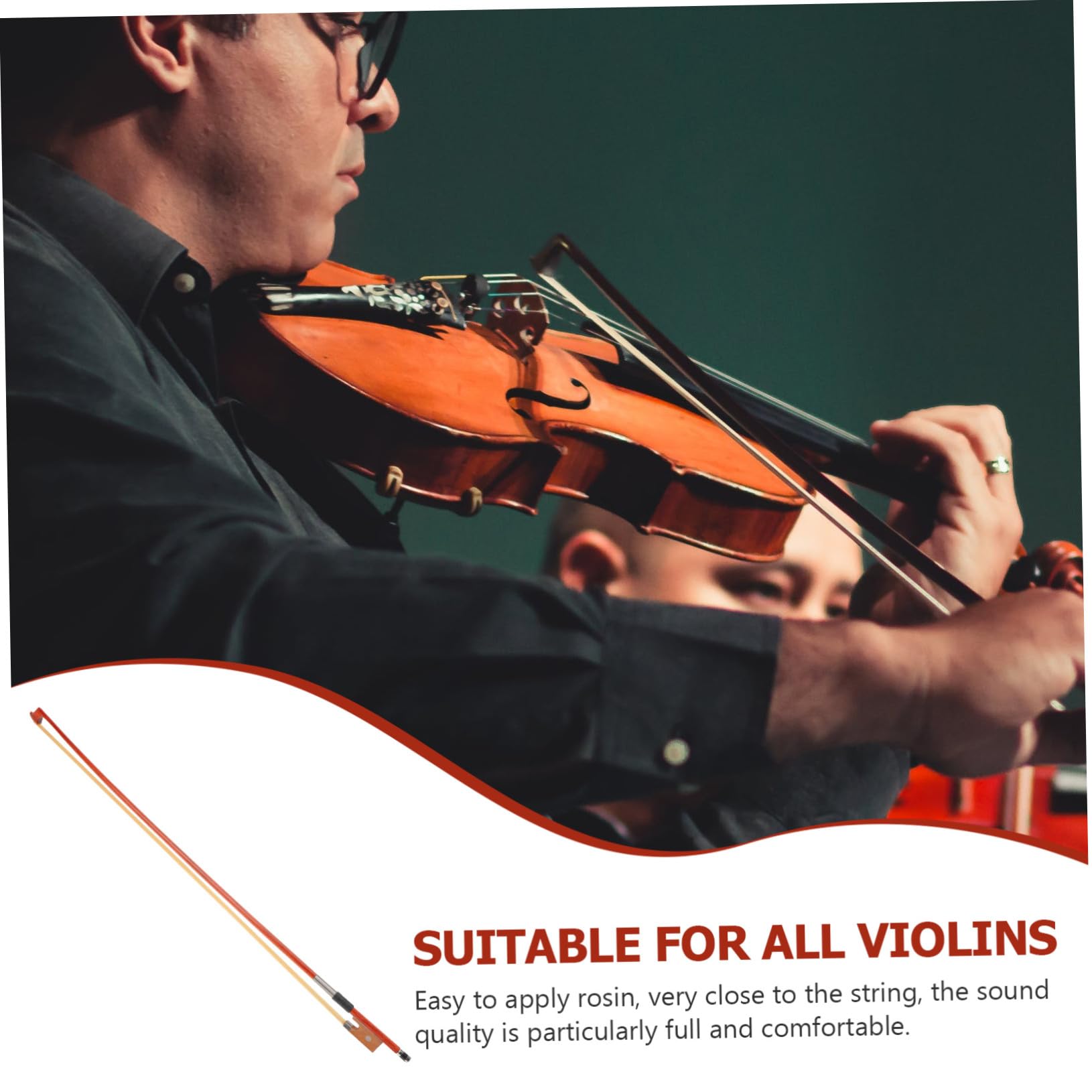 Zerodeko Archet de Violon en Bois pour Pratique Crin de Queue de Cheval, Confort Amélioré et Élasticité Optimale, pour Débutants et Professionnels