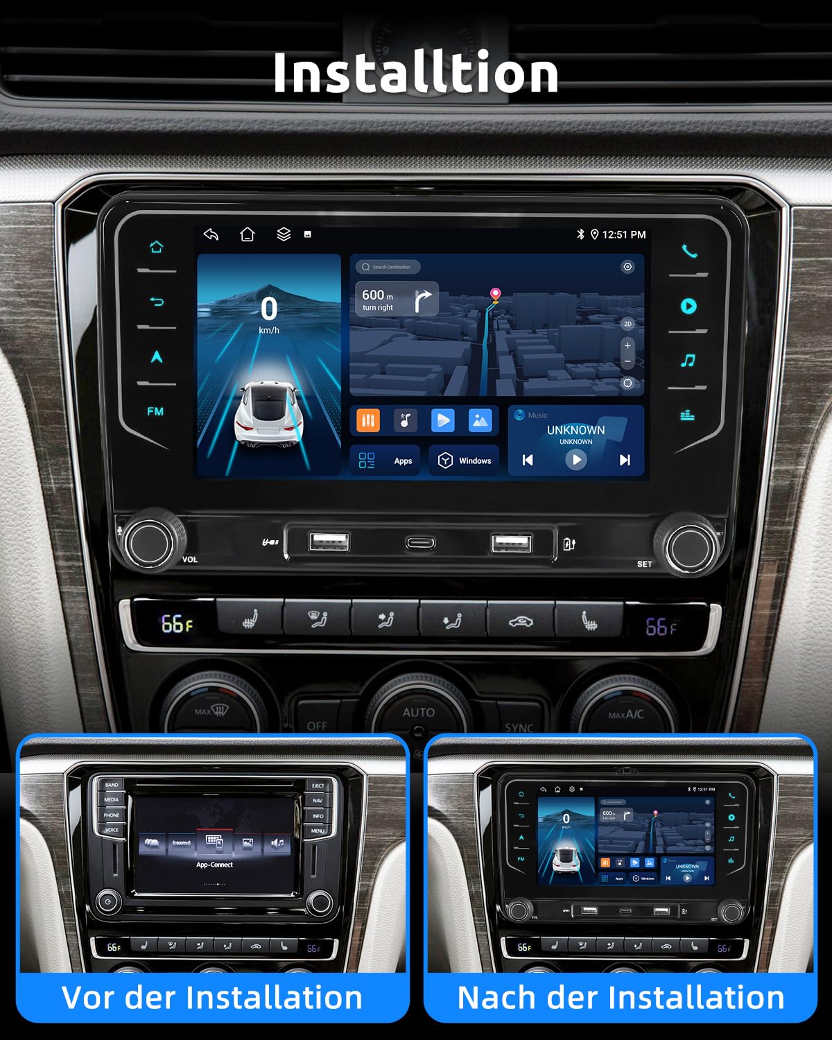 ESSGOO 4+64G Autoradio mit Wireless Carplay und Android Auto Für VW Golf 5 6 Plus Touran Tiguan EOS Passat Polo, 7 Zoll Auto Radio Display mit Bluetooth, Voice Control, Mirror Link, FM, SWC - 3