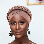 DRESHOW African Women Turban Caps Beanie Twist Headscarf Pre-Tied Double Twisted Braid Hair Cover Wrap Hat Chemo Cancer Cap