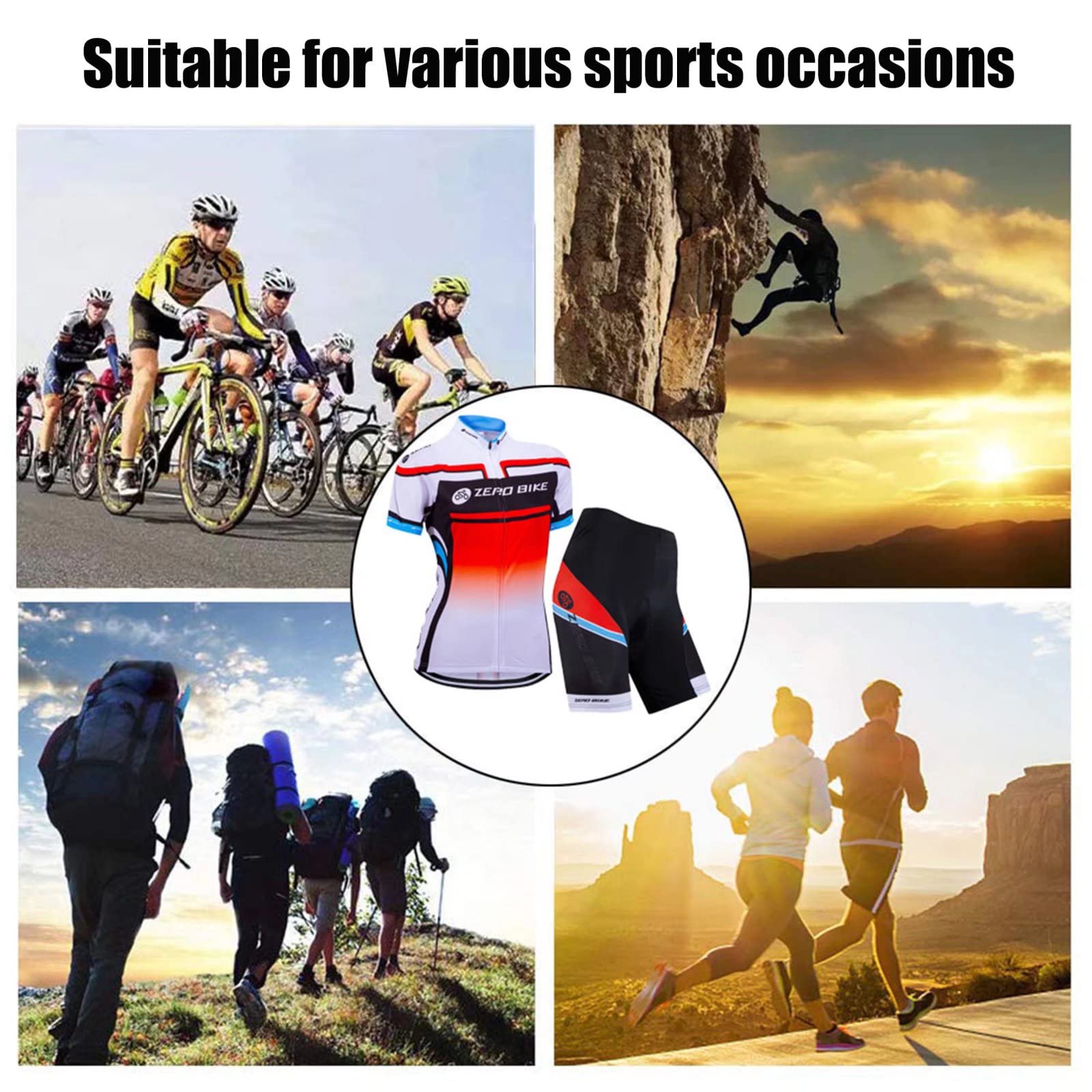 Donne Ciclismo Traspirante ad asciugatura rapida Maglie Set, Jersey Ciclo Manica Corta Giacca + 3D Cuscino Imbottito Stretto Pantaloncini Pantaloni (Forchetta, XL)