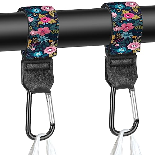 Miniatura 8 de Correas para cochecito, bolsas de pañales con ganchos para mamá, carrito de compras universal, billetera, mochila - 2 paquetes (calavera)