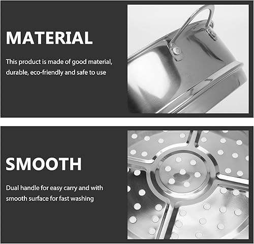 Miniatura 3 de Hemoton Cesta de vapor apilable de 8.6 pulgadas, inserto de vapor de acero inoxidable, bandeja de vapor universal, utensilios de cocina con asas