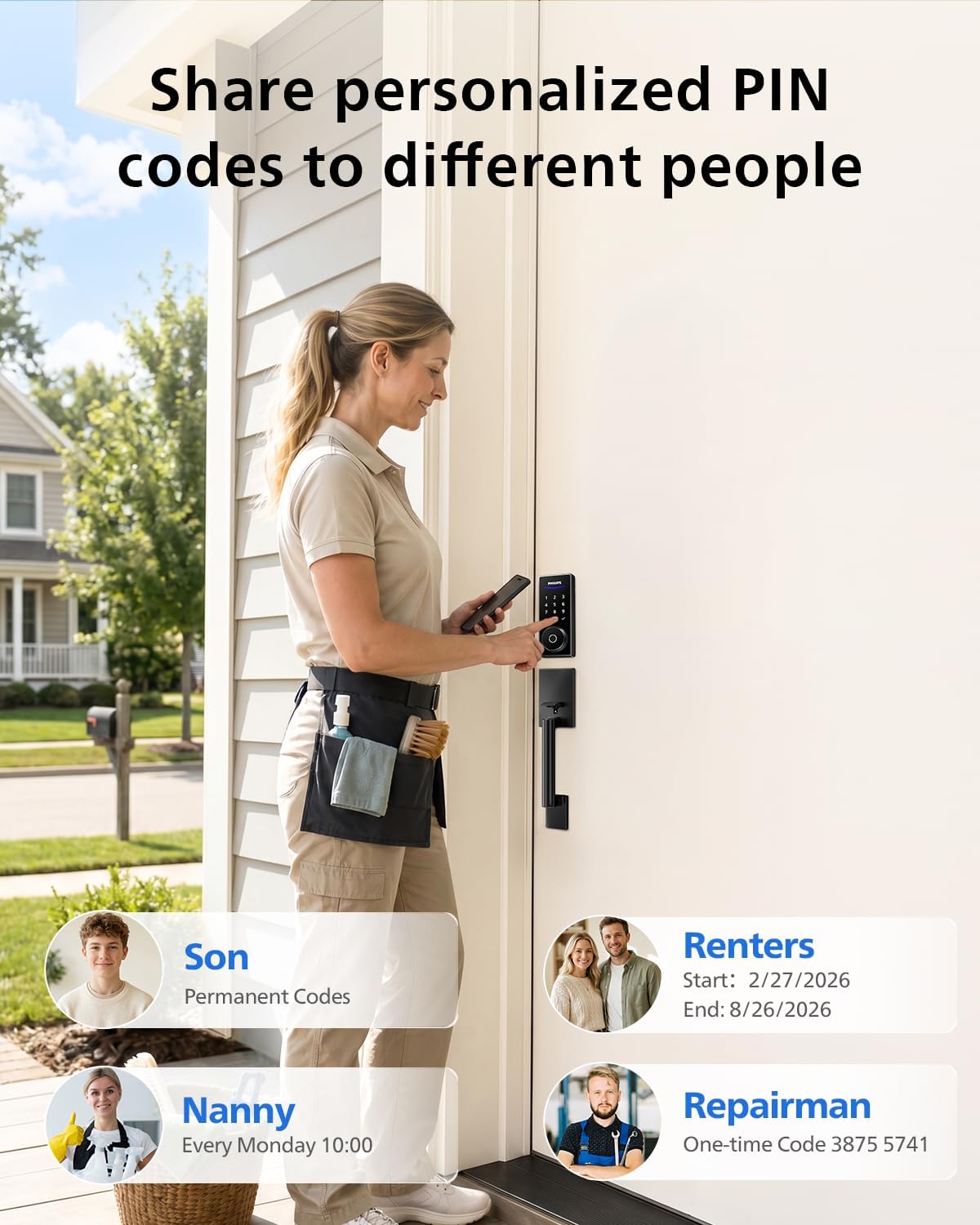Philips Wi-Fi Front Lock Set, Smart Keypad Deadbolt Lock with 2 Handles