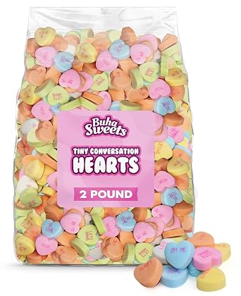 Bulk Tiny Conversation Hearts Candy 2 Pound - Classic Pastel Heart-Shaped Candies with Sweet Messages, Perfect for Valentines Day, Parties, and Candy Buffets