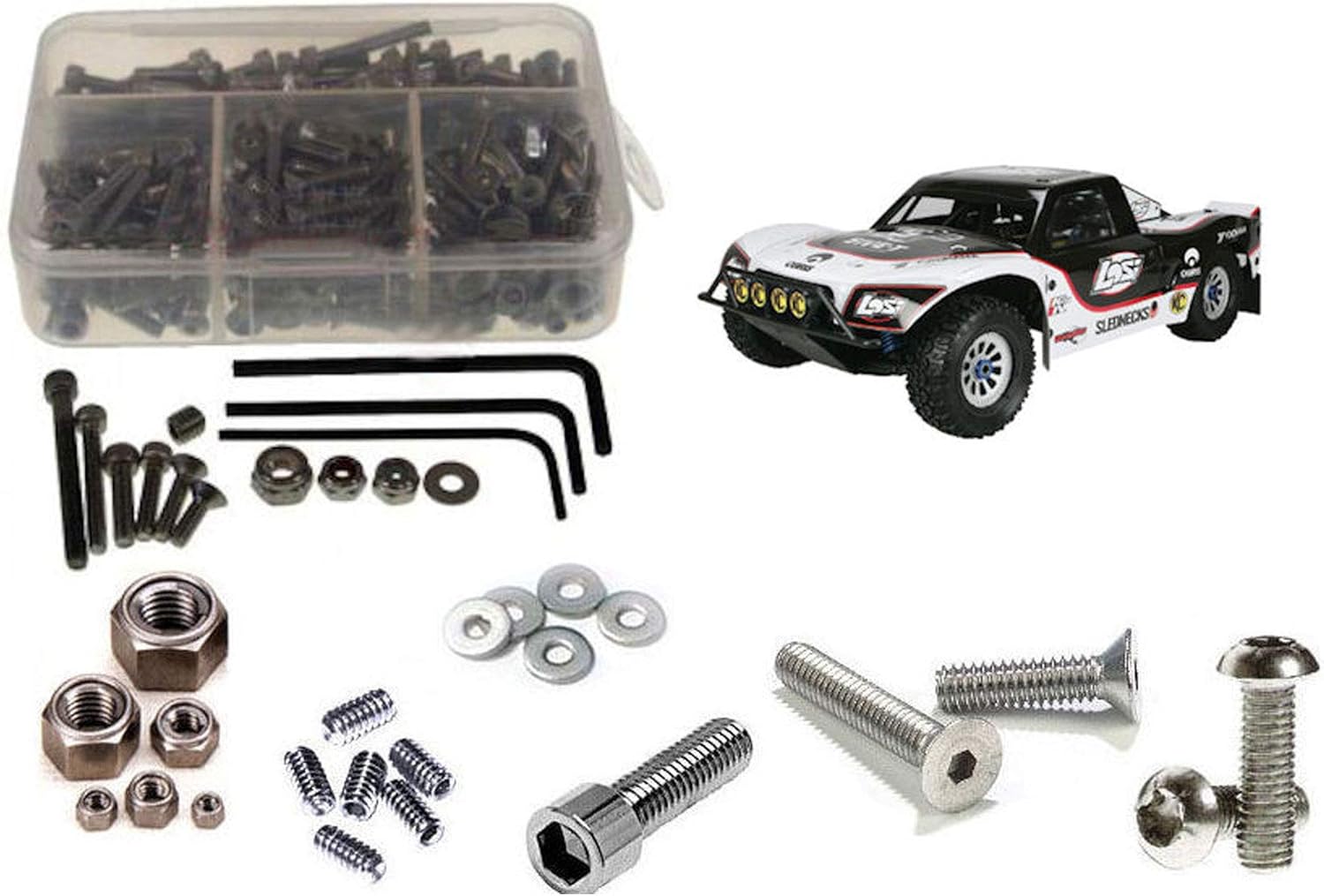 RCScrewZ Stainless Steel Screw Kit los065 compatible with Losi 5ive-T 1/5th Gas 4WD (#LOSB0019 / #LOSB0024) Roller Short Course Truck