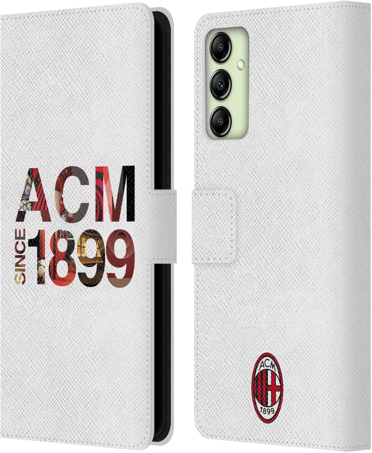 Head Case Designs Officially Licensed AC Milan 1899 Adults Leather Wallet Case Compatible with Samsung Galaxy A14 5G