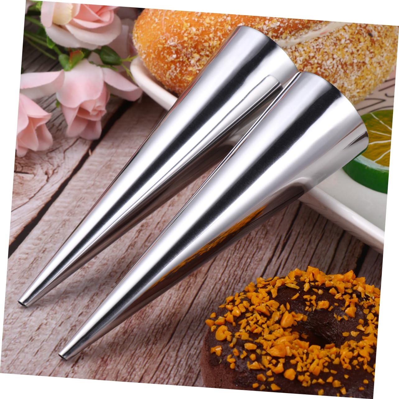 BEBEMOKO Bread Baking Molds 9pcs Conical Shaped Croissant Mould Loaf Pans for Baking Bread