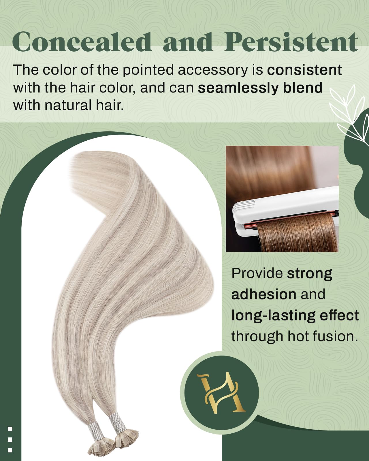 Ugeat Przedłużenia keratynowe z naturalnych włosów z końcówką w kształcie keratyny, włosy ludzkie, 50 g, 50 g, #P18/613, jasny blond