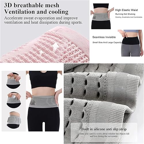 Miniatura 4 de Riñonera oculta transpirable de punto multifuncional 2023, paquete para correr, cangurera ajustable de alta capacidad, adecuada para actividades al