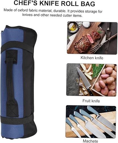 Miniatura 6 de DOITOOL 1 bolsa enrollable para cuchillos de chef para chefs, 22 ranuras, estuche portátil para cuchillos de chef, bolsa de almacenamiento con asa