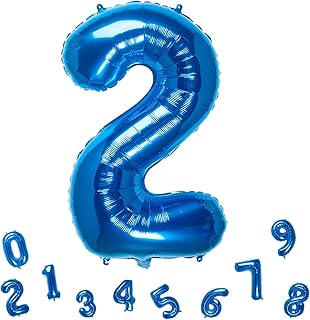 32 Inch Blue Number 2 Balloons Foil Ballon Digital Birthday Party Decoration Supplies (Blue Number 2 Balloon)