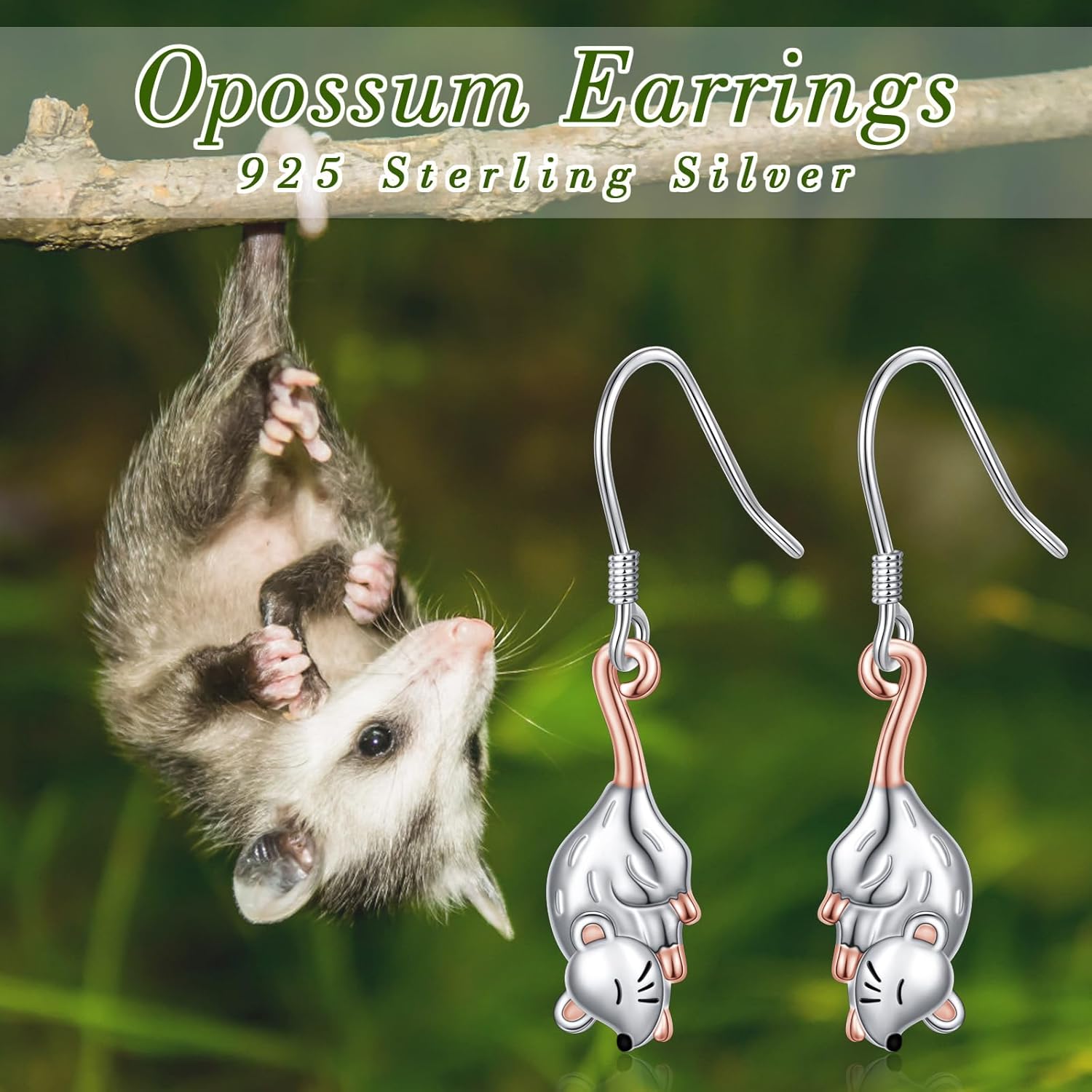 Opossum Dangle Earrings for Women 925 Sterling Silver Animal Dangling Earrings for Christmas Birthday Jewelry Gifts - Image 7