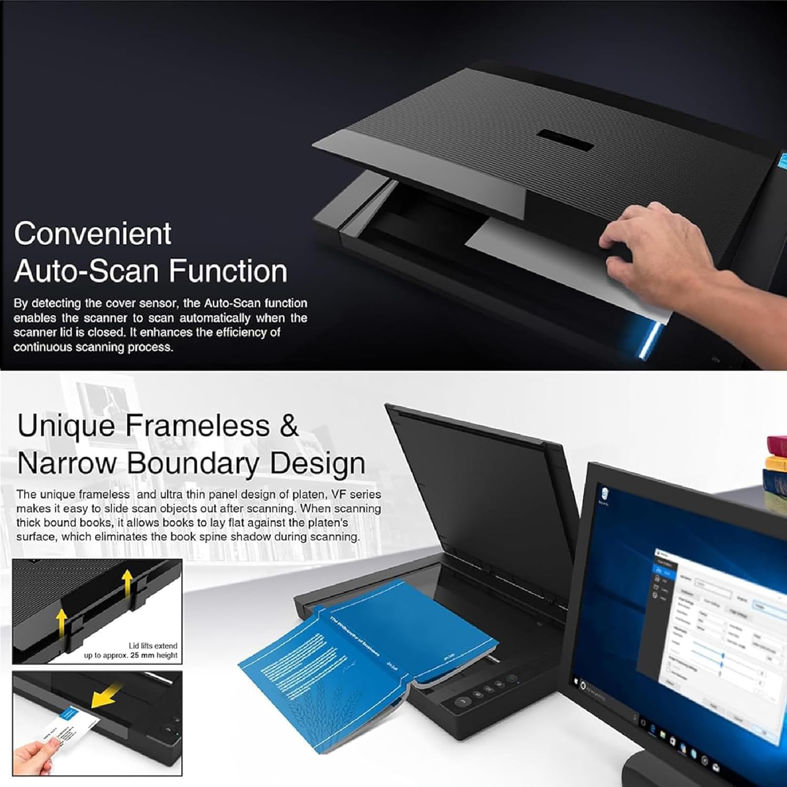 Escáner Plano De Gran Formato A3, Escáner De Documentos, Fotos Y Libros, 1200 PPP, Escanea 30,5 Cm X 42,7 Cm En 8 Segundos, con Fuente De Luz LED, para Bibliotecas Y Escuelas