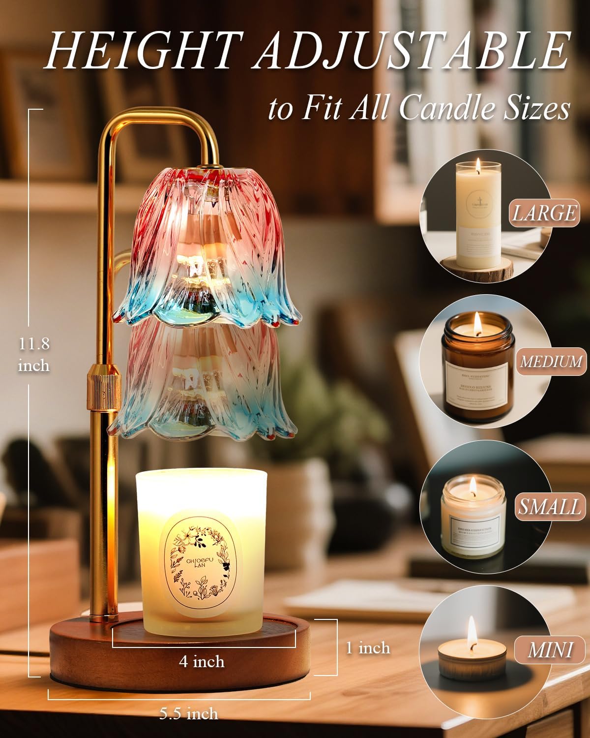 Flower Candle Warmer Lp with Timer Dimmable, Candles Warming Lp Height