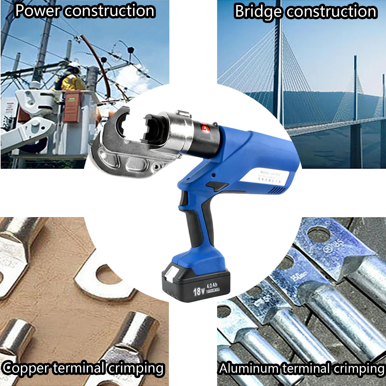Elektryczne Hydrauliczne Zaciskarki Do Końcówek Kablowych Akumulatorowe Hydrauliczne Zaciskarki Do Końcówek Kablowych Narzędzie Do Miedzianych/Aluminiowych Końcówek Kablowych