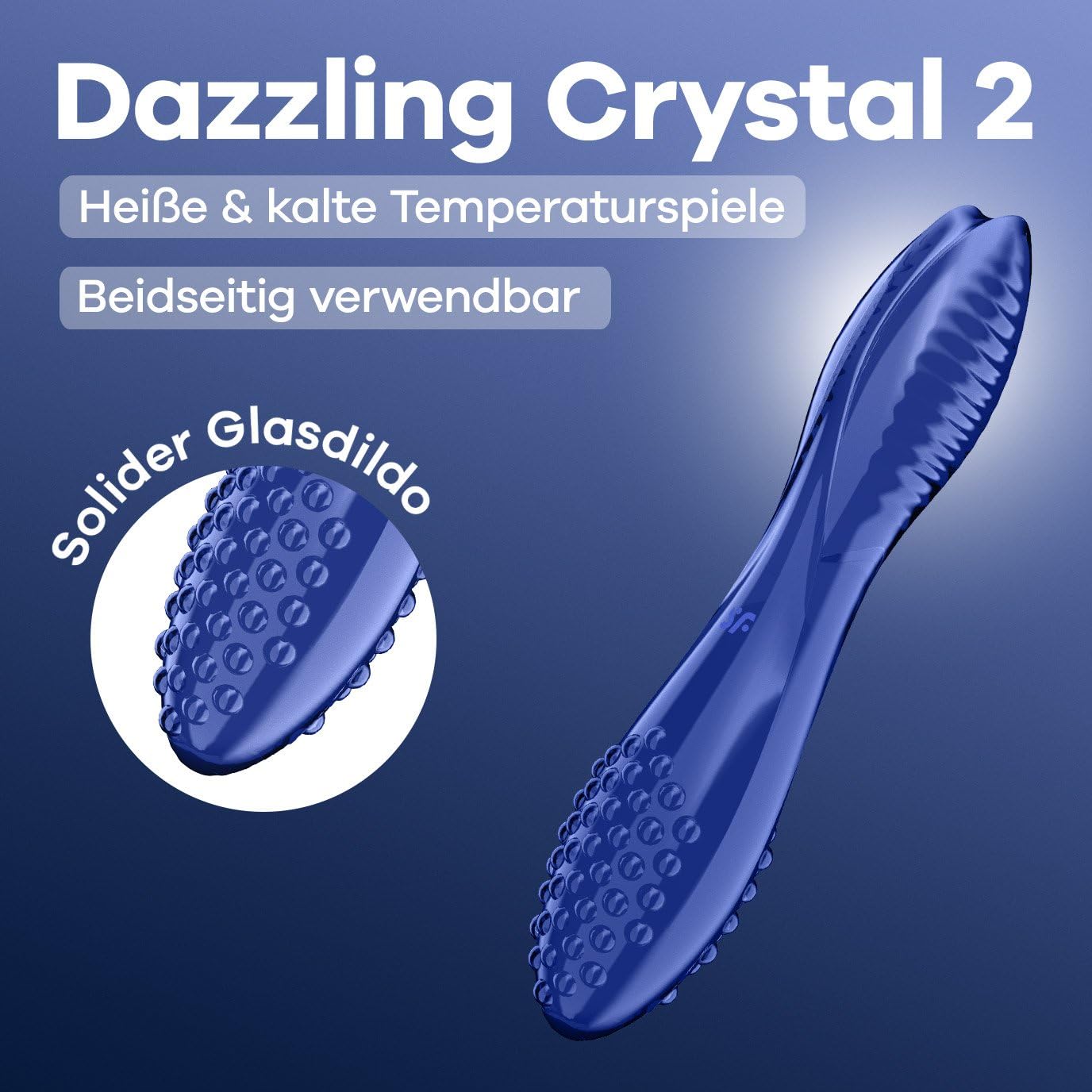 Satisfyer Dazzling Crystal 2 Dildo de cristal | Juguete sexual de cristal de 20 cm con texturas | Para el punto G | Con control de temperatura | Vidrio de borosilicato | Transparente y resbaladizo