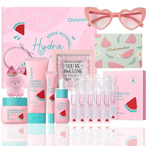 QUIYUM Watermelon Niacinamide Skincare Gift Set - 5-in-1 Hydrating Moisturizing