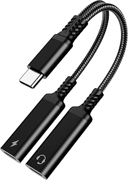 Marsno Upgraded USB C Splitter, 2-in-1 USB C Headphone and Charger Adapter with HiFi DAC, PD 60W Fast Charging USB C Aux Dongle Cable for iPhone 17 16 15, iPad, Pixel,Galaxy S25 S24