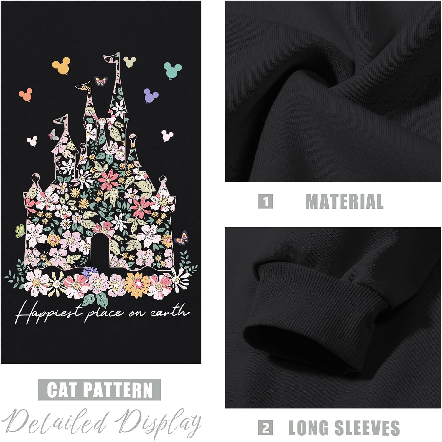 Magic Kingdom Sweatshirts for Girls Magical Floral Castle Graphic Long Sleeve Shirt Kids Vacation Pullover Tops - Image 7