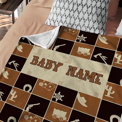 Miniatura 72 de Manta de bebé occidental, mantas de bebé personalizadas para niños, manta de vaquero para niños y niñas, manta de felpa personalizada con nombre