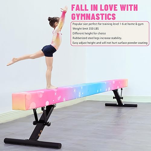 Miniatura 45 de Viga de equilibrio ajustable para niños, haz de gimnasia de 8 pies de todos los niveles de gimnasia, vigas de piso alto y bajo, altura ajustable