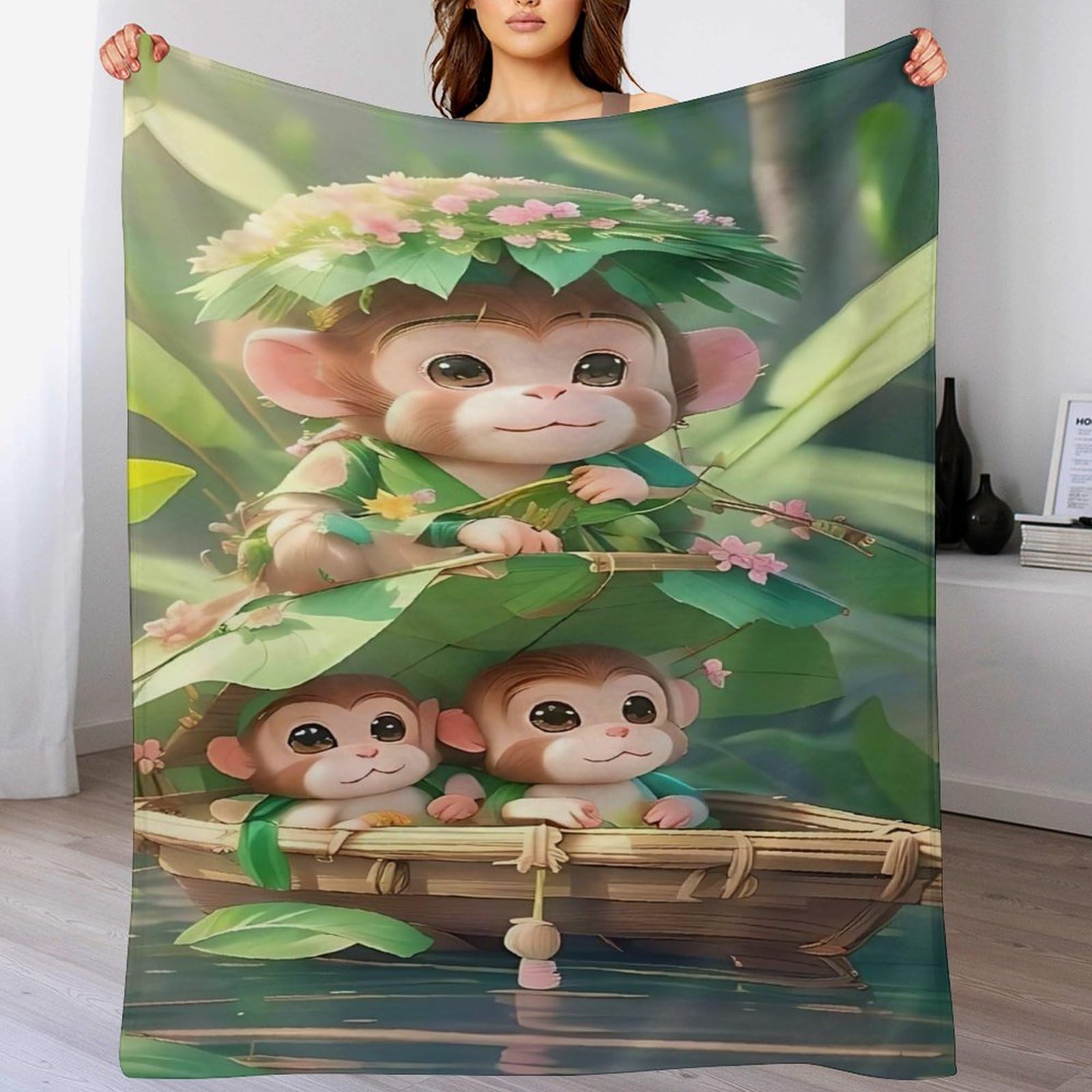 Plaid couverture de singe mignon, cadeau idéal pour bébé
