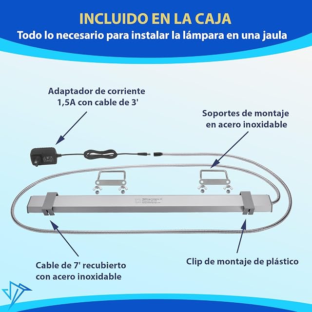 Foto 3 de 7 de Lámpara para Jaula de Pájaros HappyBird con Protección Antimordedura - Iluminación LED de Espectro Completo