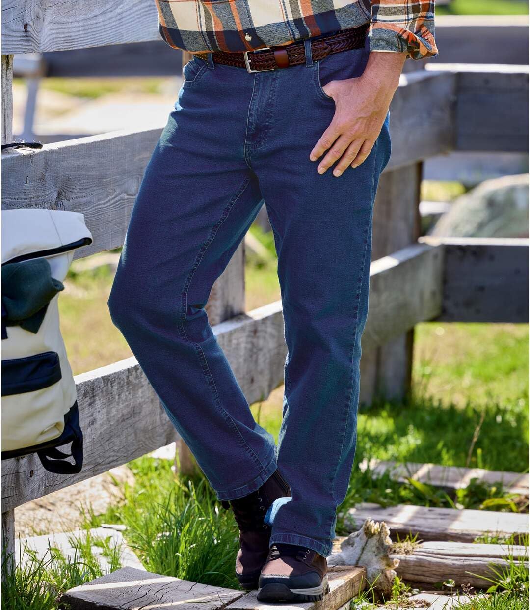 ATLAS FOR MEN - Jeans Homme Regular Stretch - Taille Semi-Elastiquée - Coupe Droite - Pantalon Homme - Disponible en Grandes Tailles