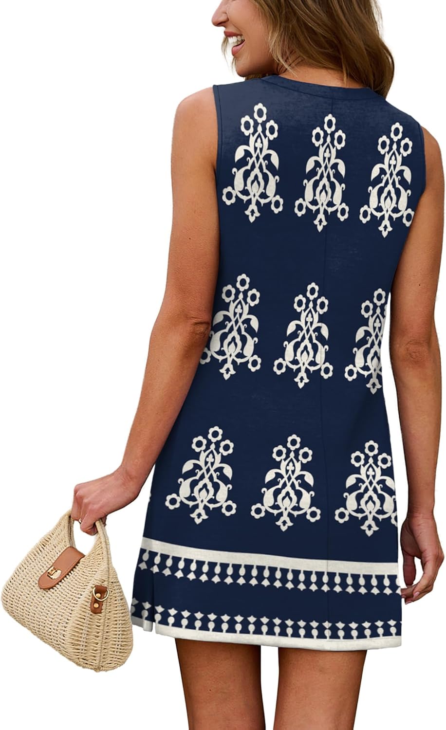 WIHOLL Casual Dresses for Women Crewneck Sleeveless Tank Dress Summer Spring Boho Vacation Clothes - Image 5