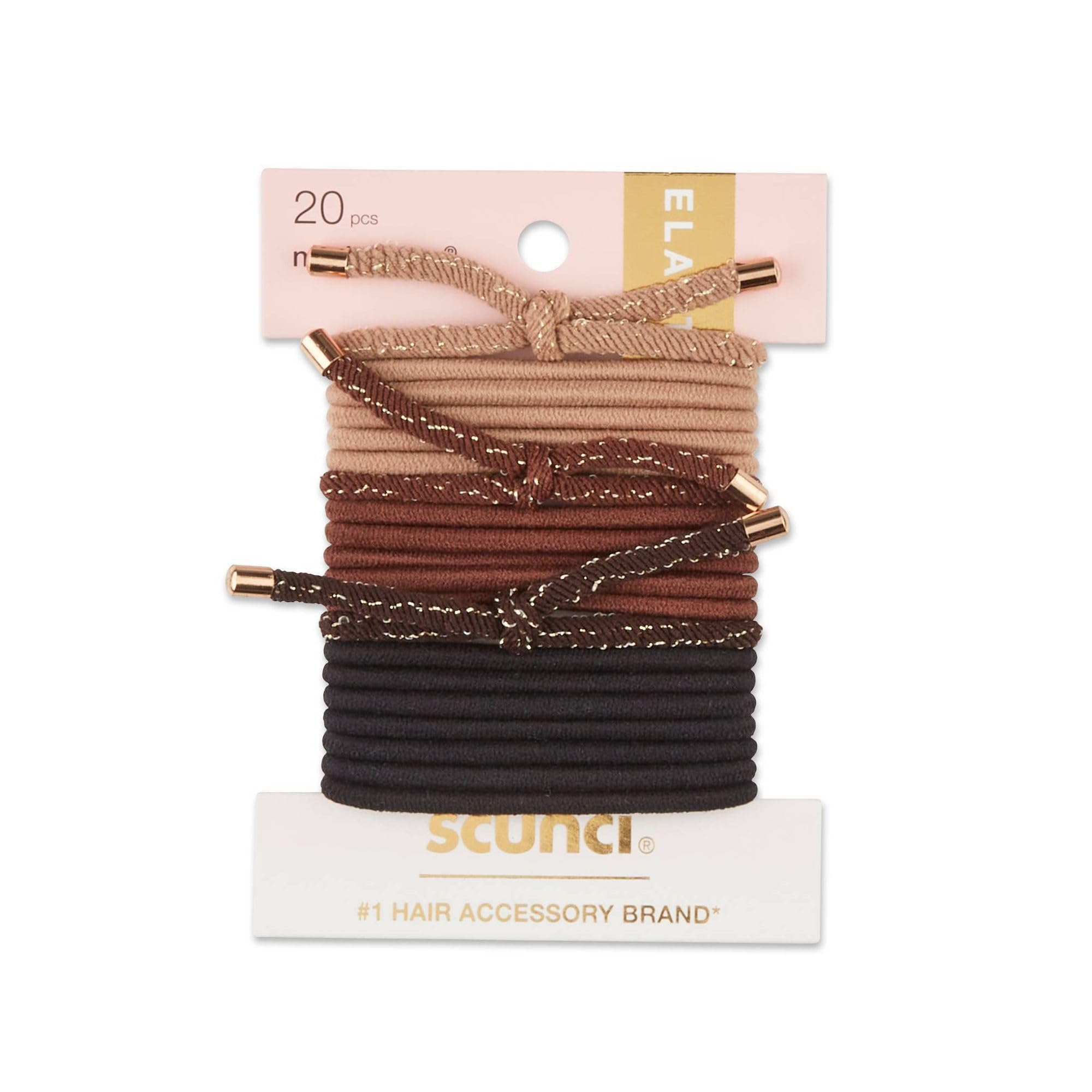 Scunci No Damage Regular and Knotted Elastic Hair Ties - Neutral - All Hair - 20-Pieces