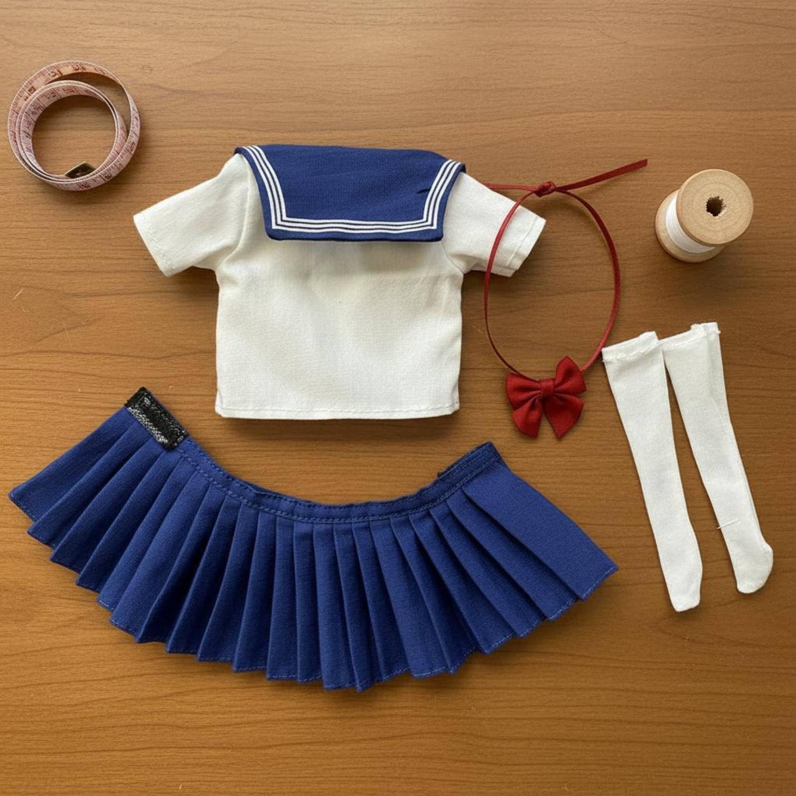 Abito Donna Uniforme Marinaretta Giacca Scolastica Gonna Accessori Tessuto Morbido Adatto per Collezionisti Bambole Action Figure Esposizione, Rosa