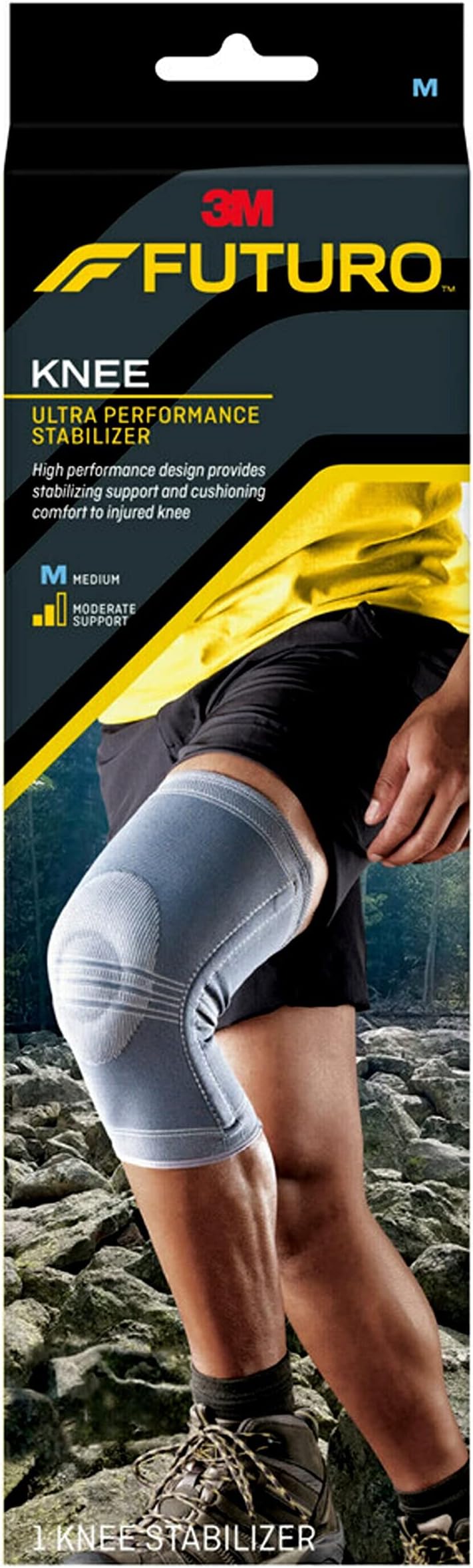 Ultra Performance Knee Stabilizer Medium size, 1 unit/pack | Grey color | 48190ENR | High performance design provides stabilizing support, cushioning comfort to injured knee | Knee Support