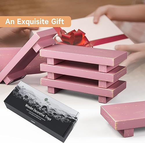 Miniatura 7 de HGF Soporte de pedestal de madera para decoración, 8.7 x 3.5 pulgadas, soporte de jabón pequeño de madera para mesa, encimera, fregadero de cocina,