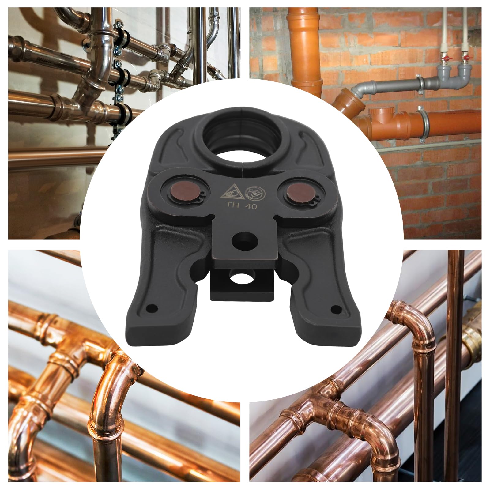 Ganasce a pressione professionali TH40 – 40 mm per tubi PEX, PB, alluminio plastica e rame e raccordi – Ganasce pressate di alta qualità con diametro di lavoro di 40 mm, per collegamenti densi in