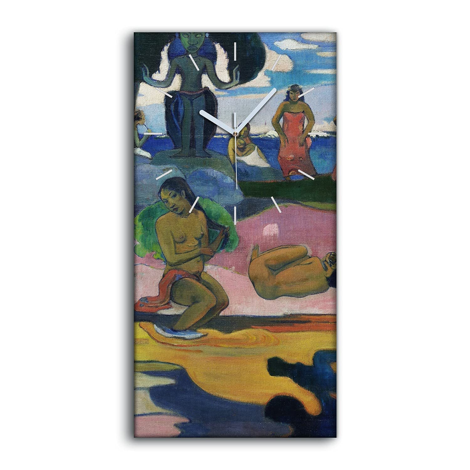 Horloge sur Toile Coloray 30x60cm Art Moderne Salon avec Mains Blanches