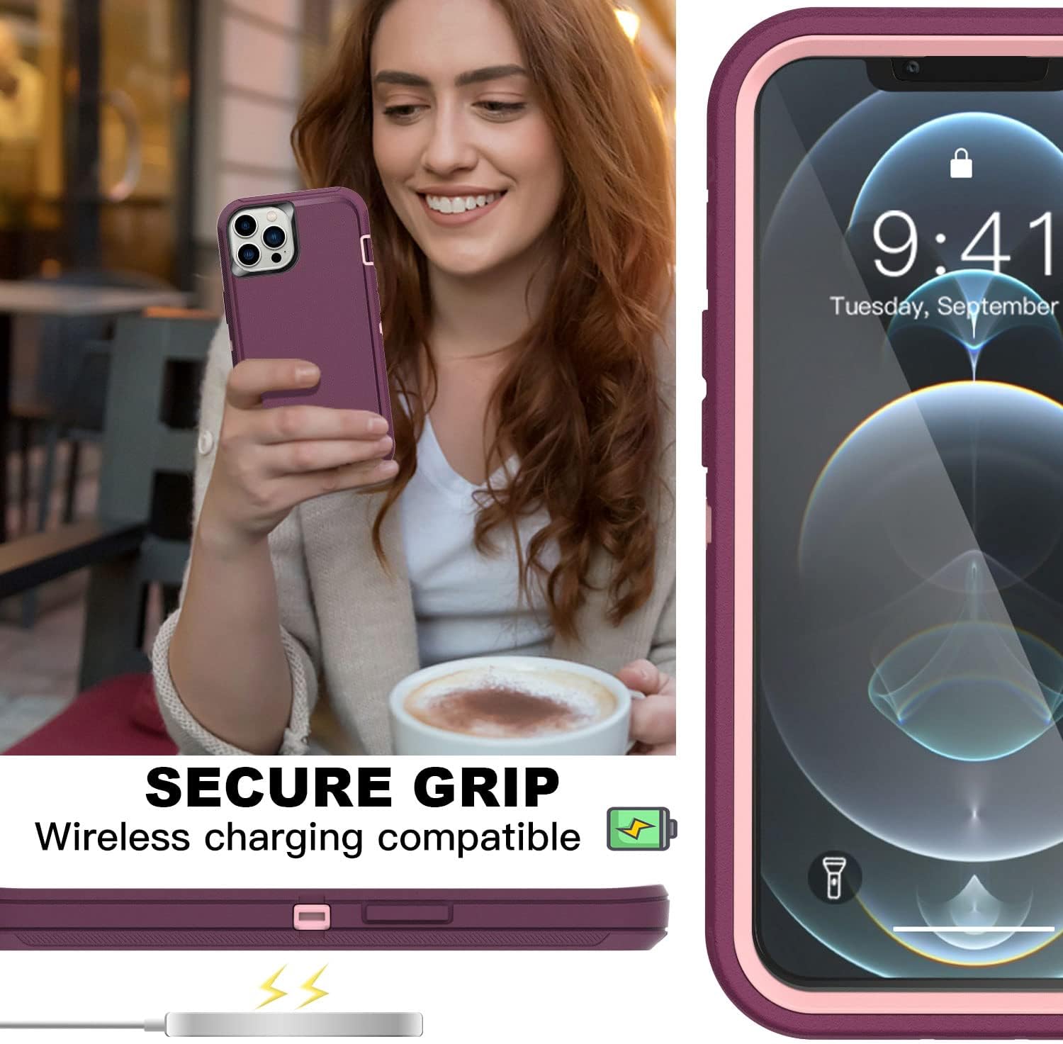 AICase Compatible with iPhone 12/Compatible with iPhone 12 Pro Case (2020) 6.1-Inch, Drop Protection Rugged Heavy Duty Case, Shockproof/Drop/Dust Proof 3-Layer Protective Tough Durable Cover - Image 3